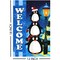 G128 - Christmas Garden Flag, Christmas and Winter Themed Decorations - Welcome Three Cute Penguins,  | 12x18 Inch | Printed 150D Polyester - Rustic Holiday Seasonal Outdoor Flag